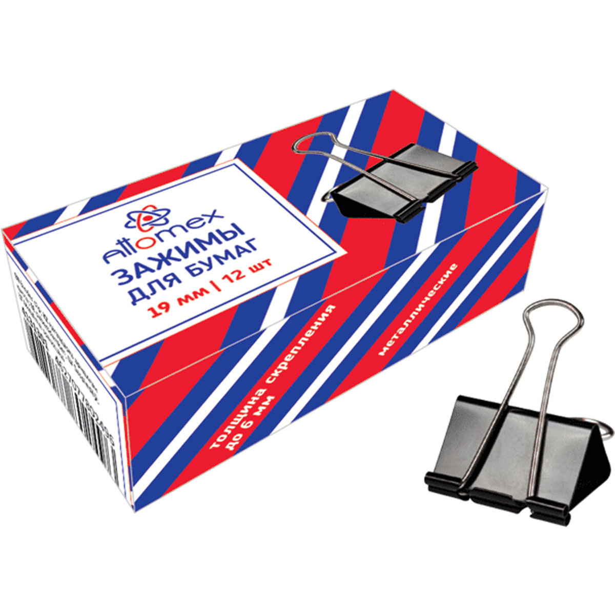 Зажим для бумаг 19 мм черный ATTOMEX, арт. 4131301
