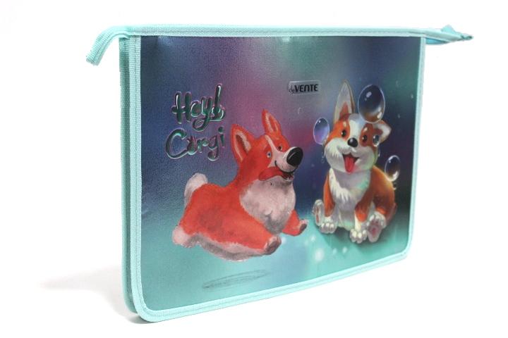 Папка для тетрадей А4 на молнии 1 отделение deVENTE Hey Corgi дно с расширением до 5см, арт. 8053303