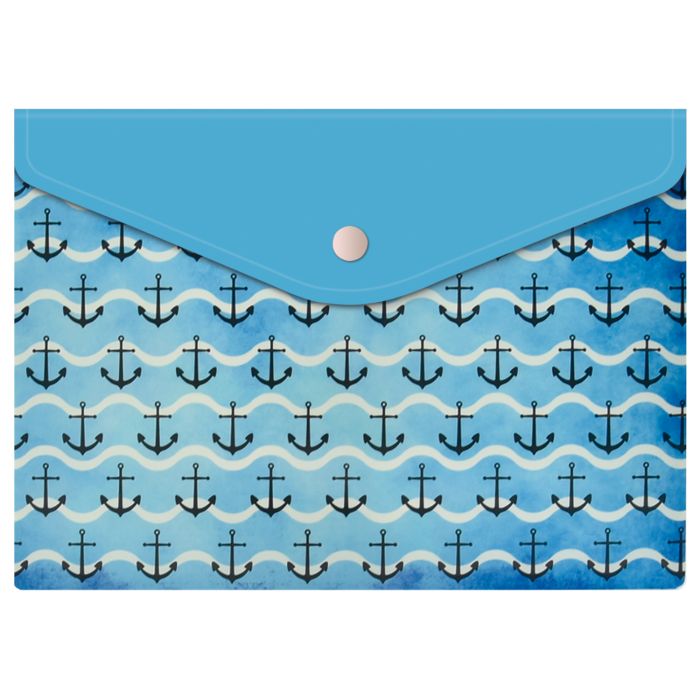 Папка конверт на кнопке А5 ФЕНИКС Якоря, арт. 48227