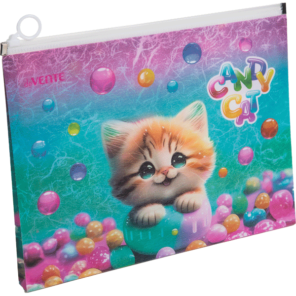 Папка для тетрадей А4 на молнии 1 отделение deVENTE Candy Cat дно с расширением до 5см, арт. 3072408
