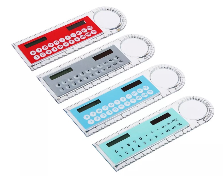 Калькулятор-линейка 8 разрядный CLIP STUDIO +лупа/транспортир ассорти, арт. 580-003