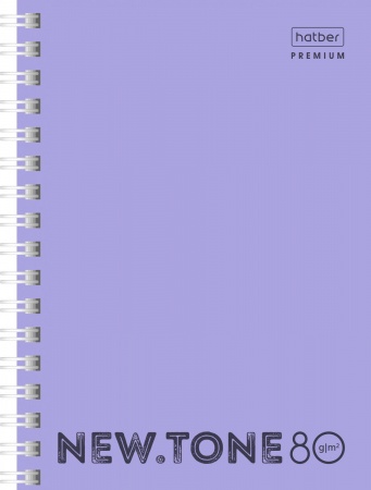 Записная книжка А6 80л клетка спираль ХАТБЕР NEWtone Pastel Лаванда пластиковая обложка, арт. 80ЗК6A1гр_05019
