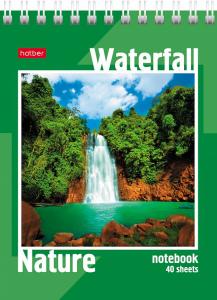 Блокнот А6 40л клетка спираль Пейзажи ХАТБЕР, арт. 40Б6В1гр