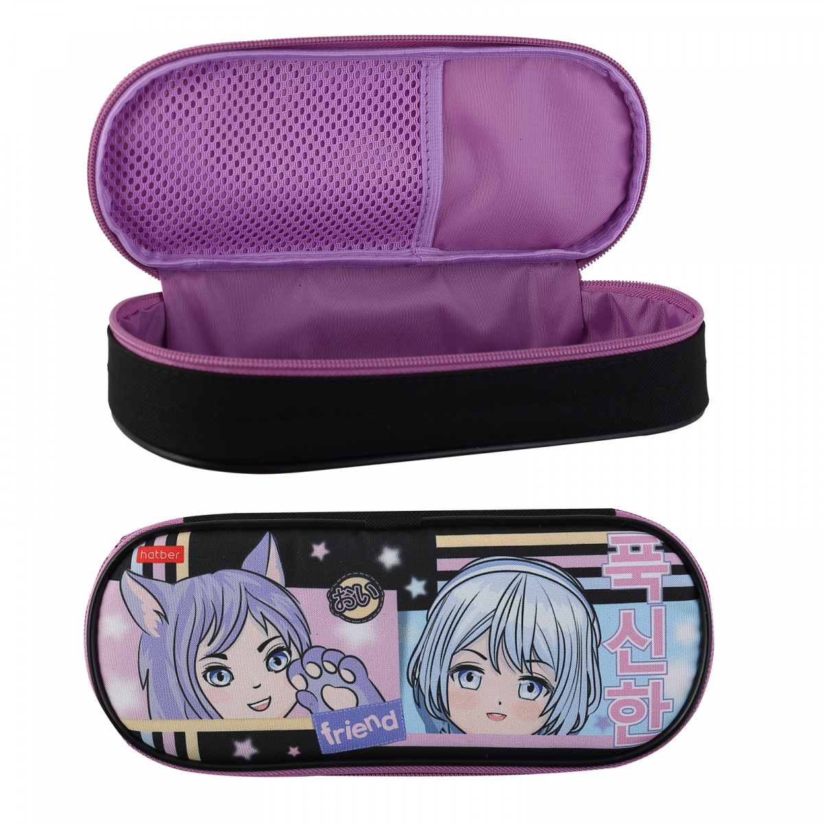 Пенал 1 отделение ХАТБЕР Аниме с карманом, арт. NPk_59254
