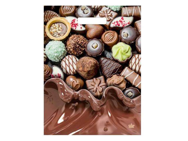 Пакет полиэтиленовый пробивные ручки 31*40 ТИКОПЛАСТИК Шоколадные конфеты, арт. 