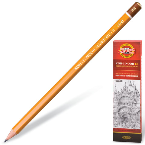 Карандаш чернографитный 6В KOH-I-NOOR , арт. 1500-6B