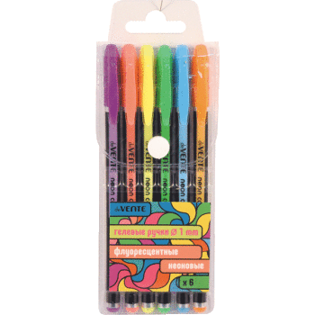 Ручки в наборе гелевые  6цветов deVENTE Neon Black неоновые флуоресцентные, арт. 5051812