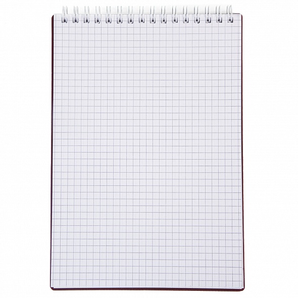 Блокнот А5 80л клетка спираль ХАТБЕР VELVET Бордо пластиковая обложка, арт. 80Б5В1гр_01606