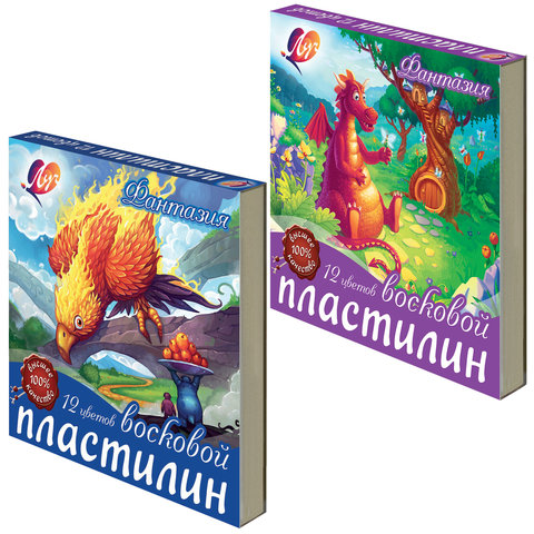 Пластилин 12цв 210гр ЛУЧ Фантазия восковой со стеком, арт. 25С 1523-08