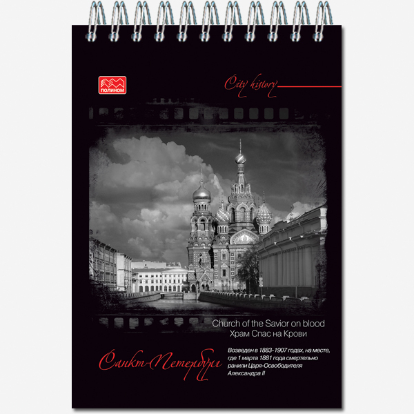 Блокнот А6 40л клетка спираль Питер в черно-белом, арт. 2432/452565