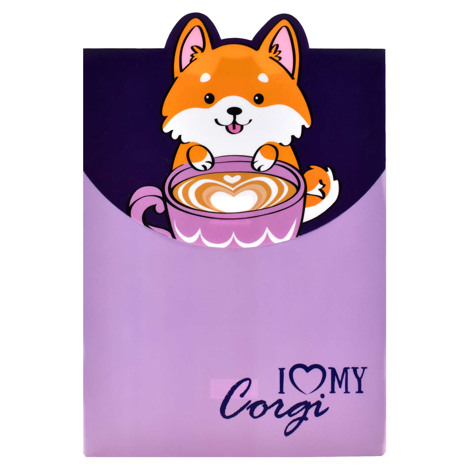 Папка конверт на липе А4 0,18мм ФЕНИКС Корги вертикальная, арт. 56318