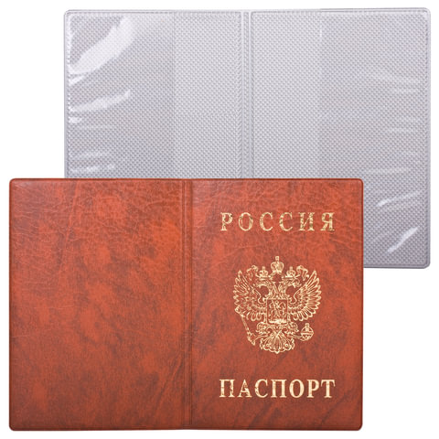 Обложка на паспорт вертикальная ДПС ПВХ коричневая, арт. 2203.В-104