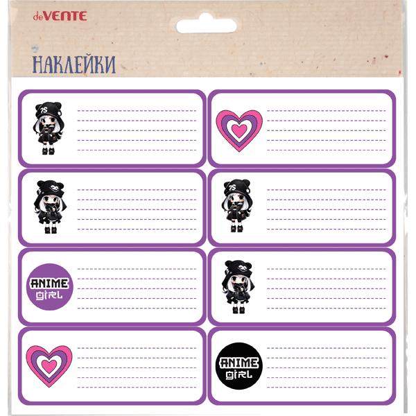 Наклейки на тетрадь deVENTE Anime Girl 8шт/уп, арт. 8004411