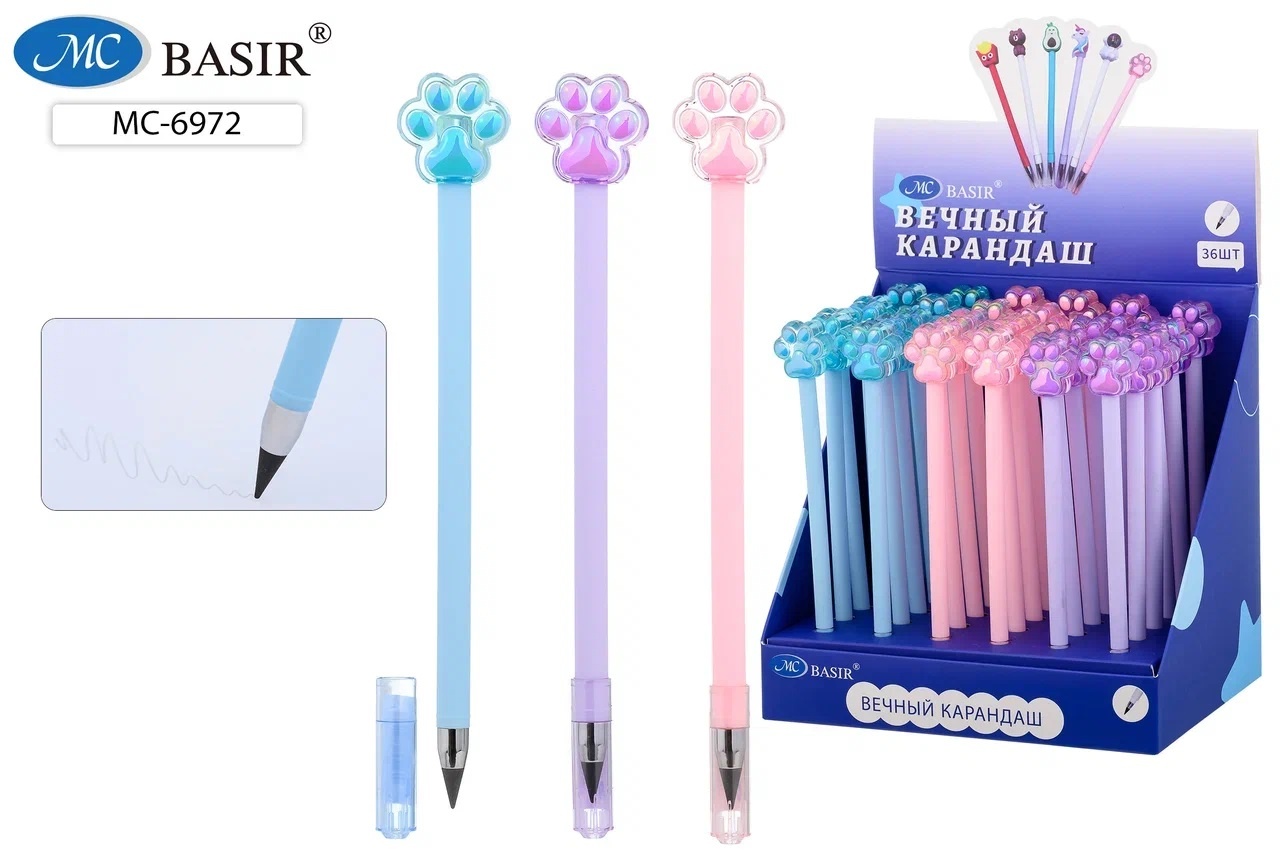 Карандаш вечный с фигуркой MC BASIR Лапки корпус ассорти , арт. МС-6972