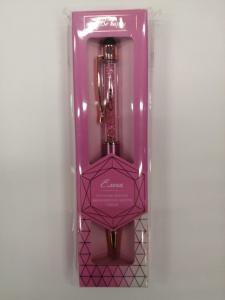 Ручка подарочная BE HAPPY Кристалл Елена шариковая автоматическая корпус металл со стилусом синяя, арт. 