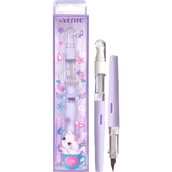 Ручка перьевая deVENTE Сat paw корпус сиреневый+2 картриджа синие , арт. 5100000