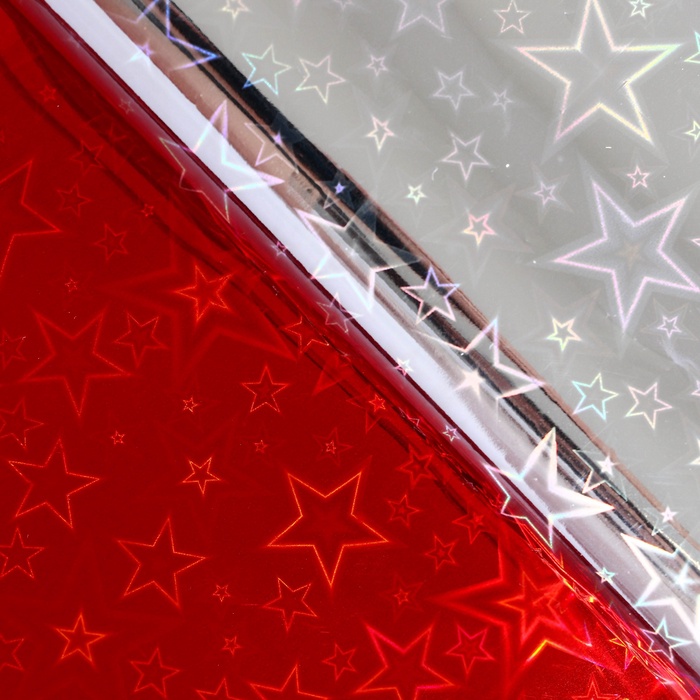 Бумага упаковочная 70*100 голография UPAK LAND Звездопад красная , арт. 128607