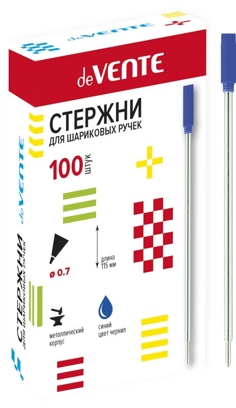 Стержень шариковый синий 115мм 0,7/0,7 deVENTE поворотный металлический, арт. 5074801