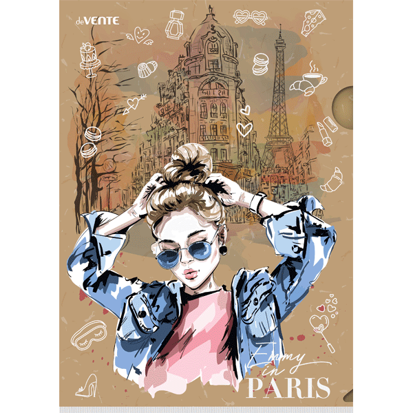 Папка уголок жесткий А4 180мкр deVENTE Emmy in Paris, арт. 3074209