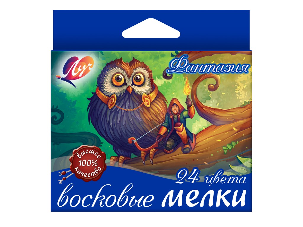 Мелки восковые 24цвета ЛУЧ Фантазия на масляной основе, арт. 25С1521-08