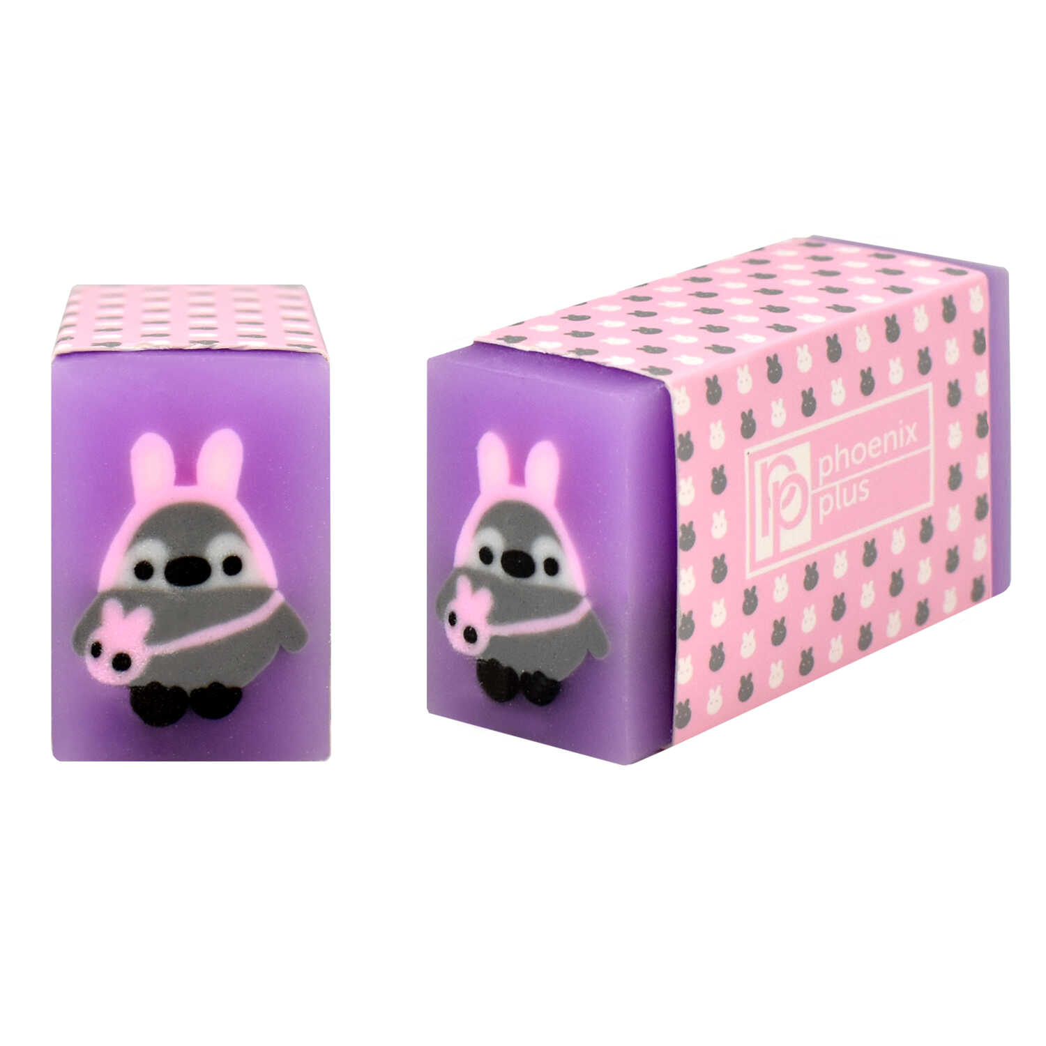 Ластик ФЕНИКС 45*25*17 Пингвин и кошка ассорти картонный держатель , арт. 60518