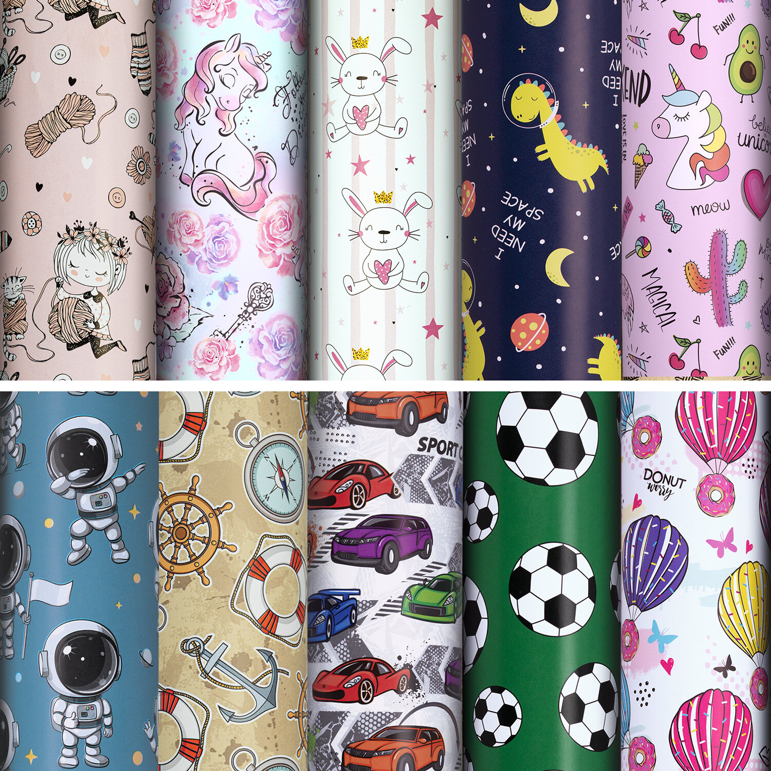 Бумага упаковочная 70*100 ЗОЛОТАЯ СКАЗКА For Kids ассорти, арт. 591918