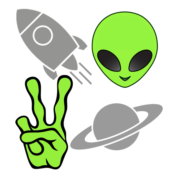 Световозвращающие наклейки 65*55мм Alien deVENTE зеленые/серебристо-белые, арт. 9083210