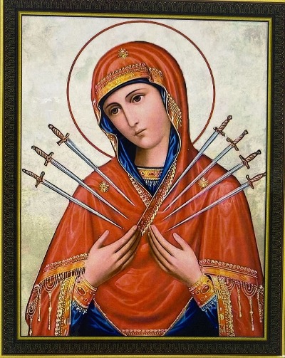 Набор для творчества Алмазная мозаика 40*50 на подрамнике Икона Богородицы Семистрельной NN, арт. HWA3818