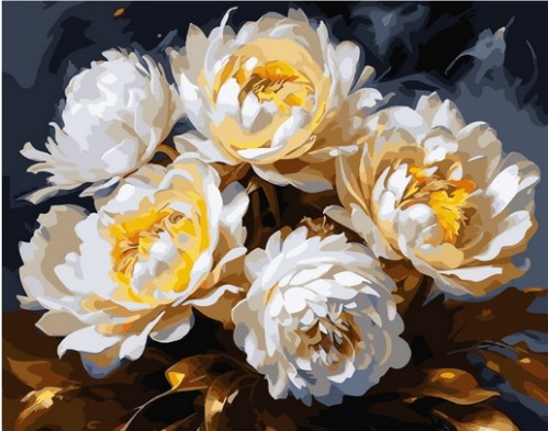 Картина по номерам с акриловыми красками 40*50 на подрамнике Золотые цветы NN, арт. US10204