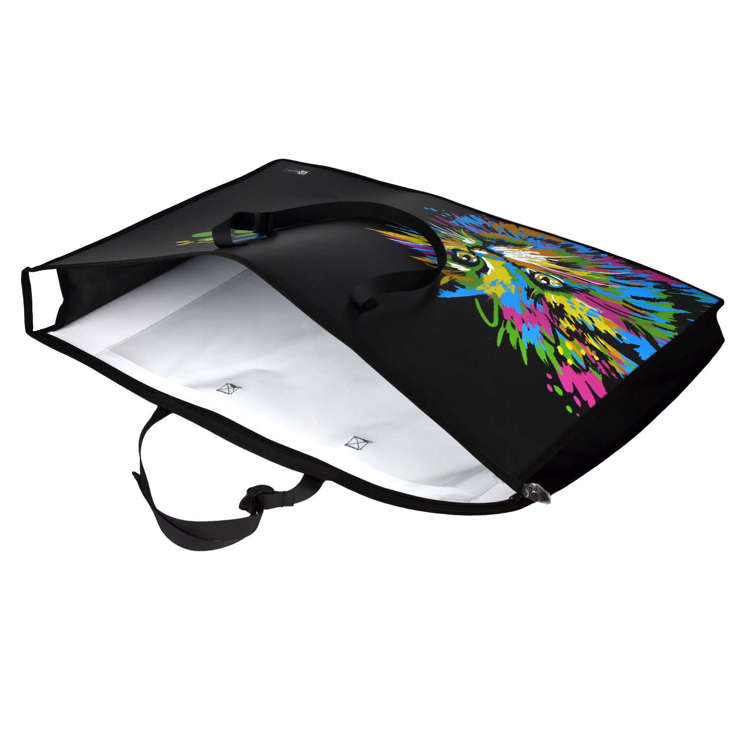 Папка для чертежей и рисунков с ручками пластиковая А2 ФЕНИКС Неоновый кот, арт. 62515