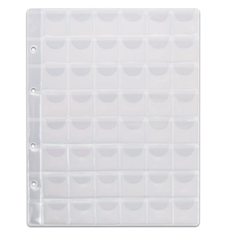 Лист для монет 200*250 на 48 ячеек ПВХ с клапанами прозрачный ТОП-СПИН 5шт/упак, арт. ЛМ-48/235860