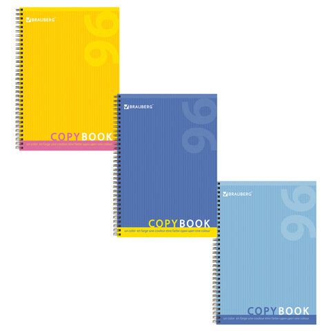 Тетрадь А4  96л клетка спираль BRAUBERG Один цвет ассорти, арт. 401882