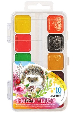 Краски акварельные 10цветов медовые deVENTE пластик/коробка без кисти, арт. 8074007