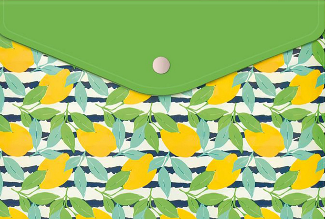 Папка конверт на кнопке А5 ФЕНИКС Лимоны, арт. 48231