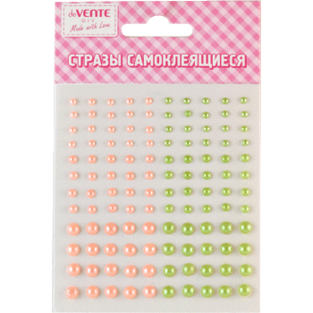 Декор для творчества Стразы-наклейки розовые/зеленые deVENTE Жемчуг, арт. 8004059