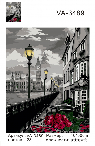 Картина по номерам с акриловыми красками 40*50 Набережная без подрамника, арт. VA3489