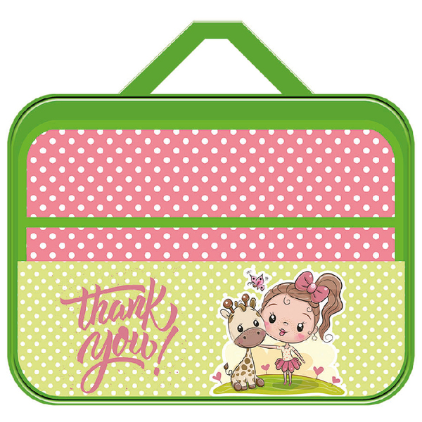 Папка для труда А4 на молнии с ручками ПЧЕЛКА Девочка с жирафом с откидной планкой, арт. ПТР-111