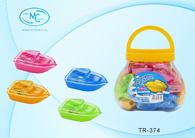 Точилка фигурная с контейнером MC BASIR Катер ассорти, арт. TR-374