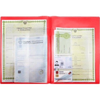 Папка с вкладышами для ОМС/СВИД-В/СНИЛС deVENTE неоновая красная, арт. 1031922