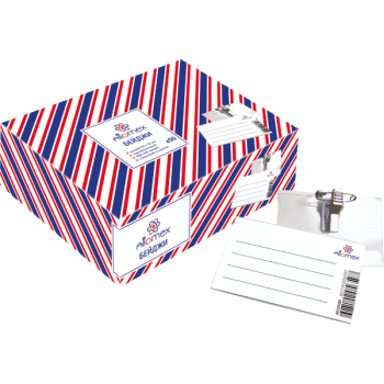 Бейдж горизонтальный с зажимом и булавкой ATTOMEX 90*56, арт. 4010500