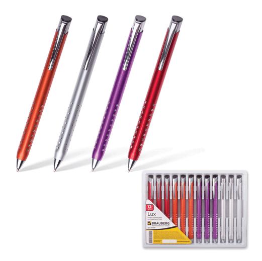 Ручка шариковая синяя 1,0/0,7 BRAUBERG Lux корпус ассорти металлический трехгранный стержень 98мм, арт. 141428