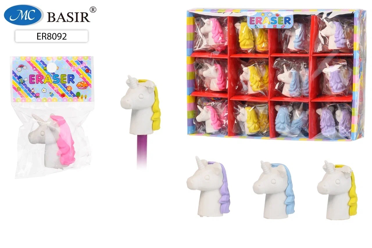 Ластик-насадка на карандаш MC BASIR Единорог ассорти, арт. ER-8092