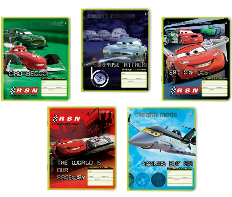 Тетрадь А5 12листов клетка АЛЬТ Дисней. Тачки, арт. 7-12-989/1