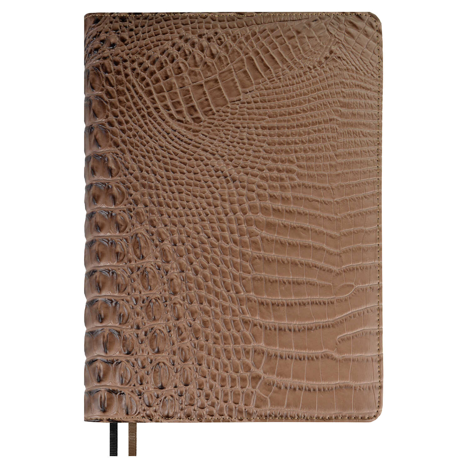 Ежедневник недатированный А5 ФЕНИКС Escalada Аллигатор кремовый блок искусственная кожа светло-коричневый срез коричневый, арт. 63933
