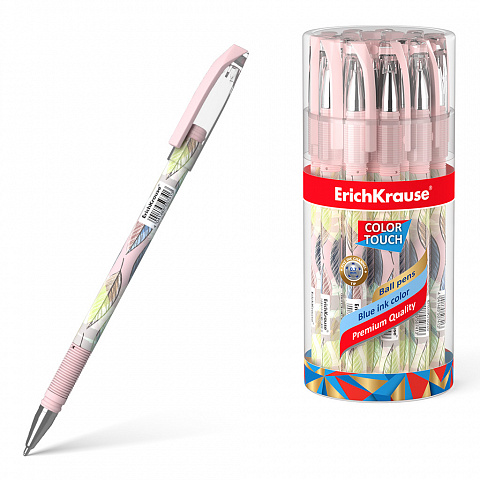 Ручка шариковая синяя 0,7/0,35 ERICH KRAUSE ColorTouch Flora корпус с рисунком soft-touch, арт. 50741