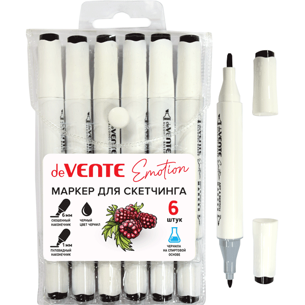 Маркер для скетчинга 1-6мм deVENTE Emotion трехгранный двухсторонний черный, арт. 5044200