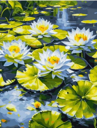 Картина по номерам с акриловыми красками 40*50 Кувшинки NN, арт. US10187