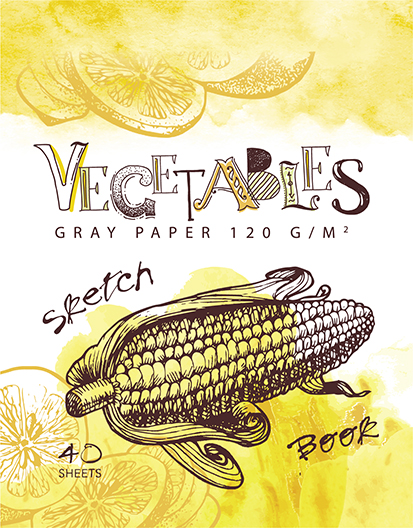 Блокнот/скетчбук А6 40л 120г/м2 спираль ПЗБМ Кукуруза серая бумага, арт. 097811
