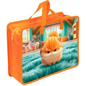 Папка для тетрадей А4 на молнии c ручками deVENTE Angry Cat дно с расширением до 10см, арт. 8057621