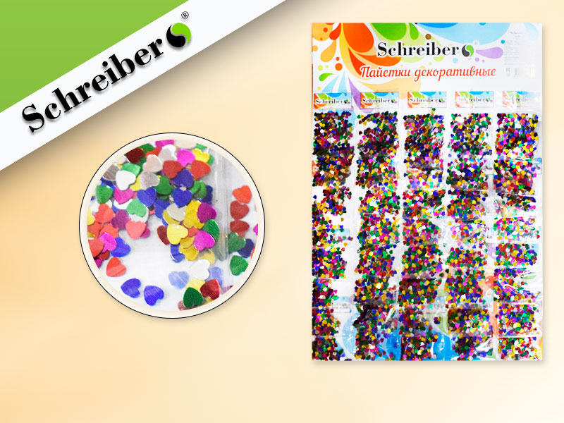 Декор для творчества Пайетки Сердечки SCHREIBER , арт. S-1448